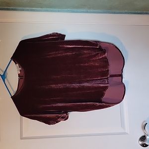 Madewell velvet purple short sleeve tee hi lo hem extra small